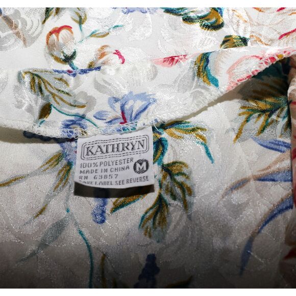 Vintage Floral Satin Camisole Lace Trim 90s Coquette Lingerie Cami - Picture 3 of 3